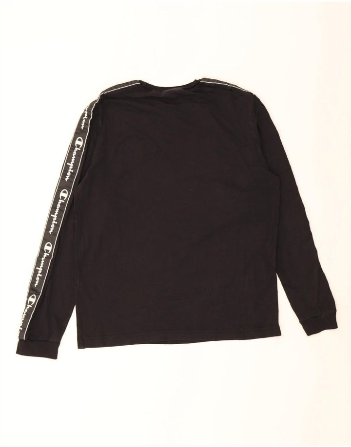 Champion Top grafico da uomo a maniche lunghe in cotone nero grande