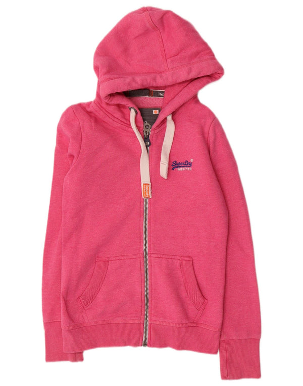 Maglione con cappuccio e zip vestibilità ampia da donna con etichetta arancione SUPERDRY UK 6 XS Rosa