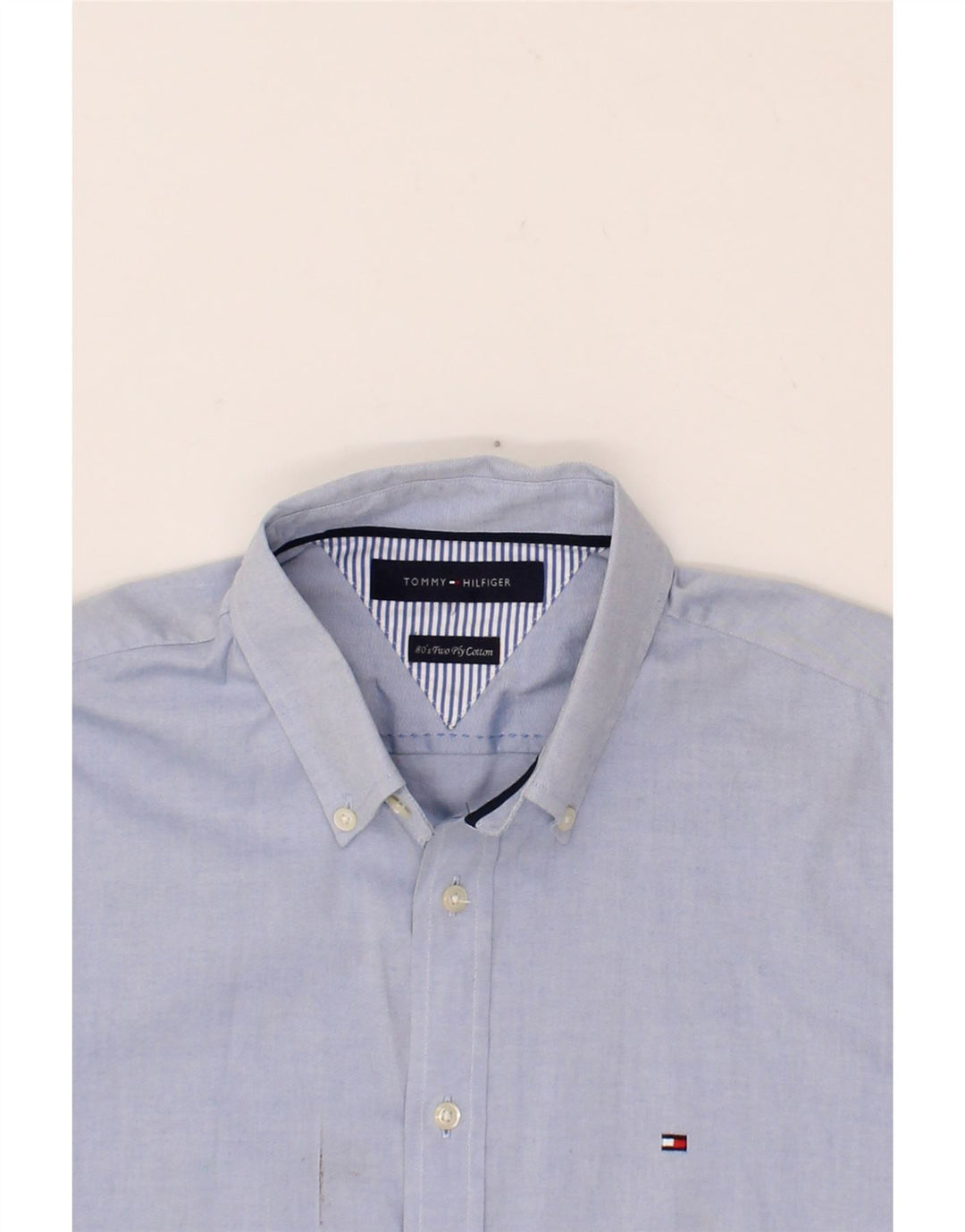 TOMMY HILFIGER Mens Shirt Large Blue Cotton Vintage Tommy Hilfiger and Second-Hand Tommy Hilfiger from Messina Hembry 