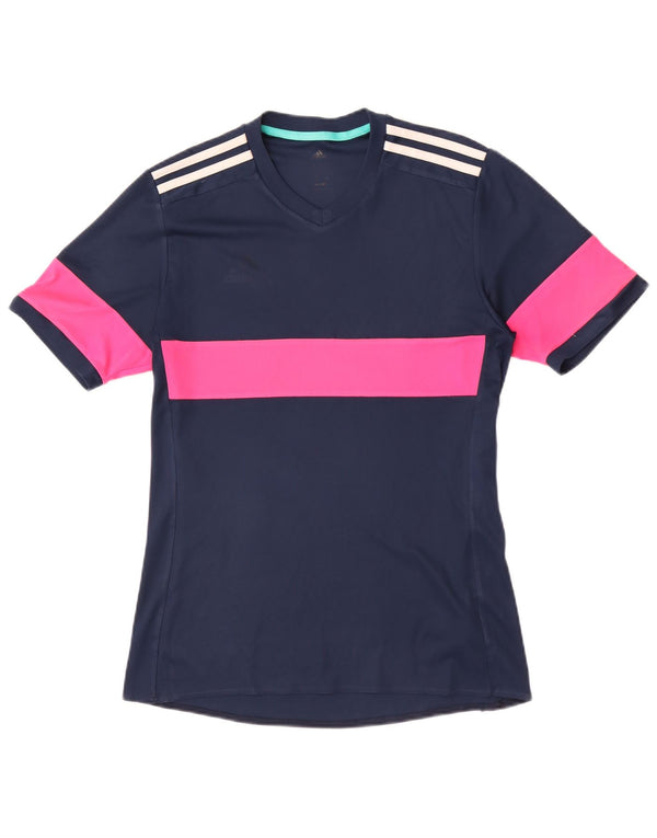 Maglietta Adidas Climalite da donna Top UK 12 Medium Blu Navy Colourblock