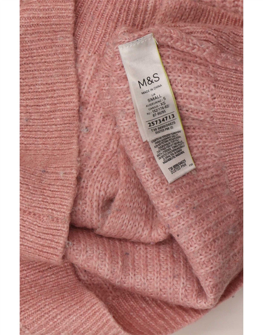 Maglione cardigan oversize da donna Marks & Spencer UK 10 piccolo acrilico rosa