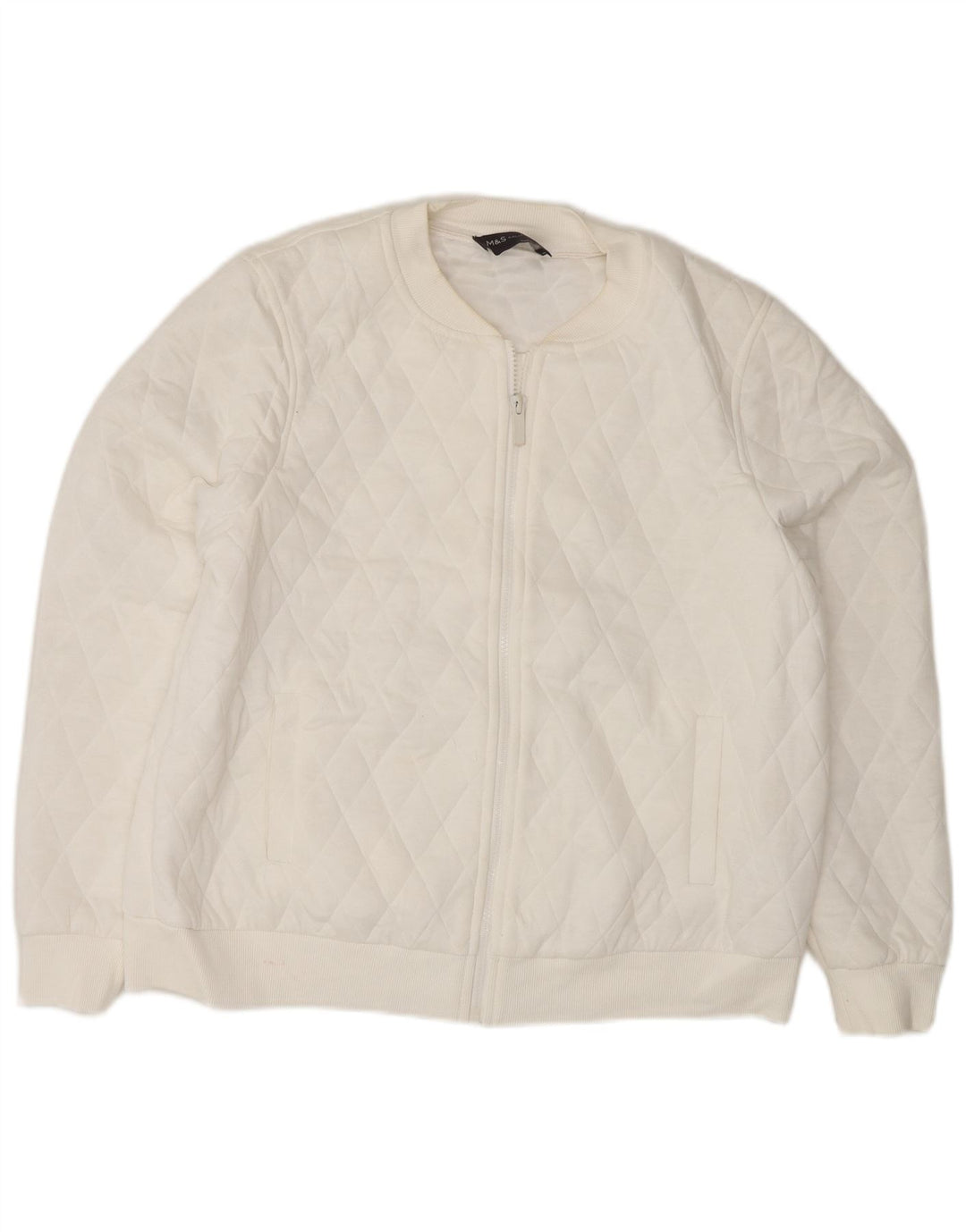 Giacca trapuntata da donna Marks & Spencer UK 14 grande poliestere bianco