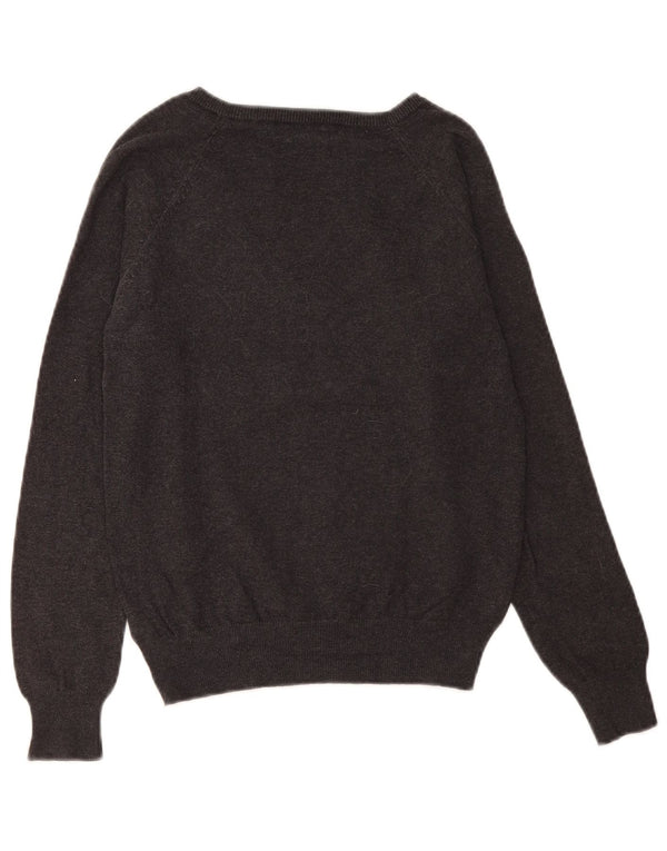 Maglione Zara da donna con scollo a V UK 14 grande cotone grigio
