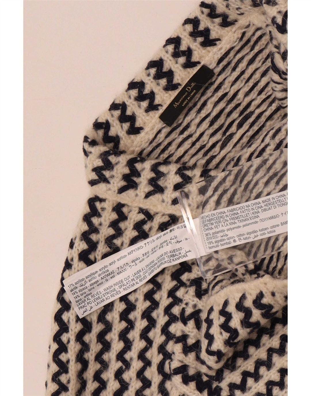 Maglione maglione girocollo corto da donna Massimo Dutti UK 10 piccolo bianco sporco