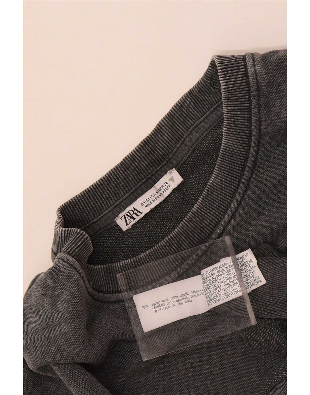 T-shirt corta da donna Zara UK 14 cotone grigio medio