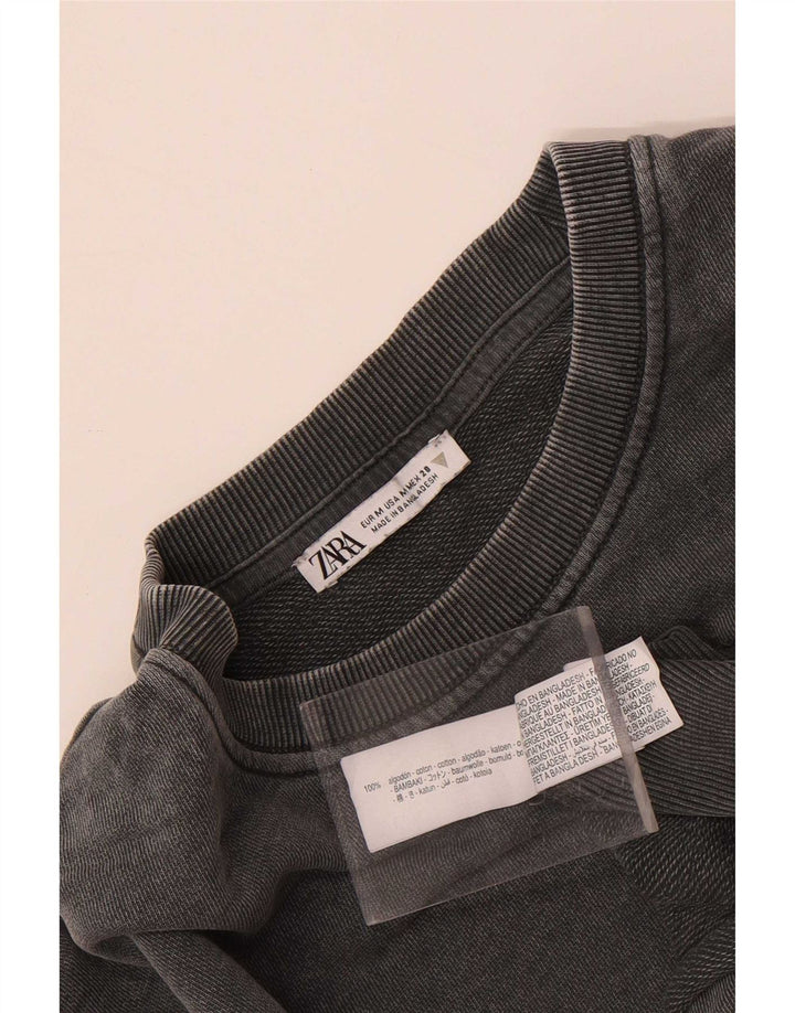T-shirt corta da donna Zara UK 14 cotone grigio medio