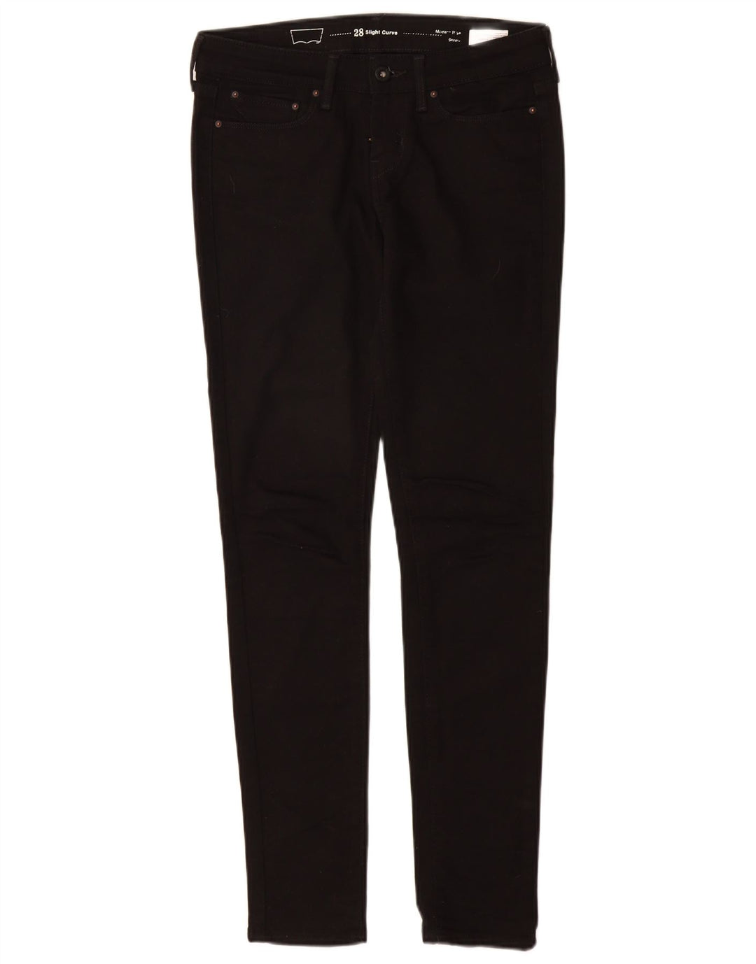 LEVI'S Jeans skinny da donna con curvatura leggera a vita moderna W25 L30 cotone nero