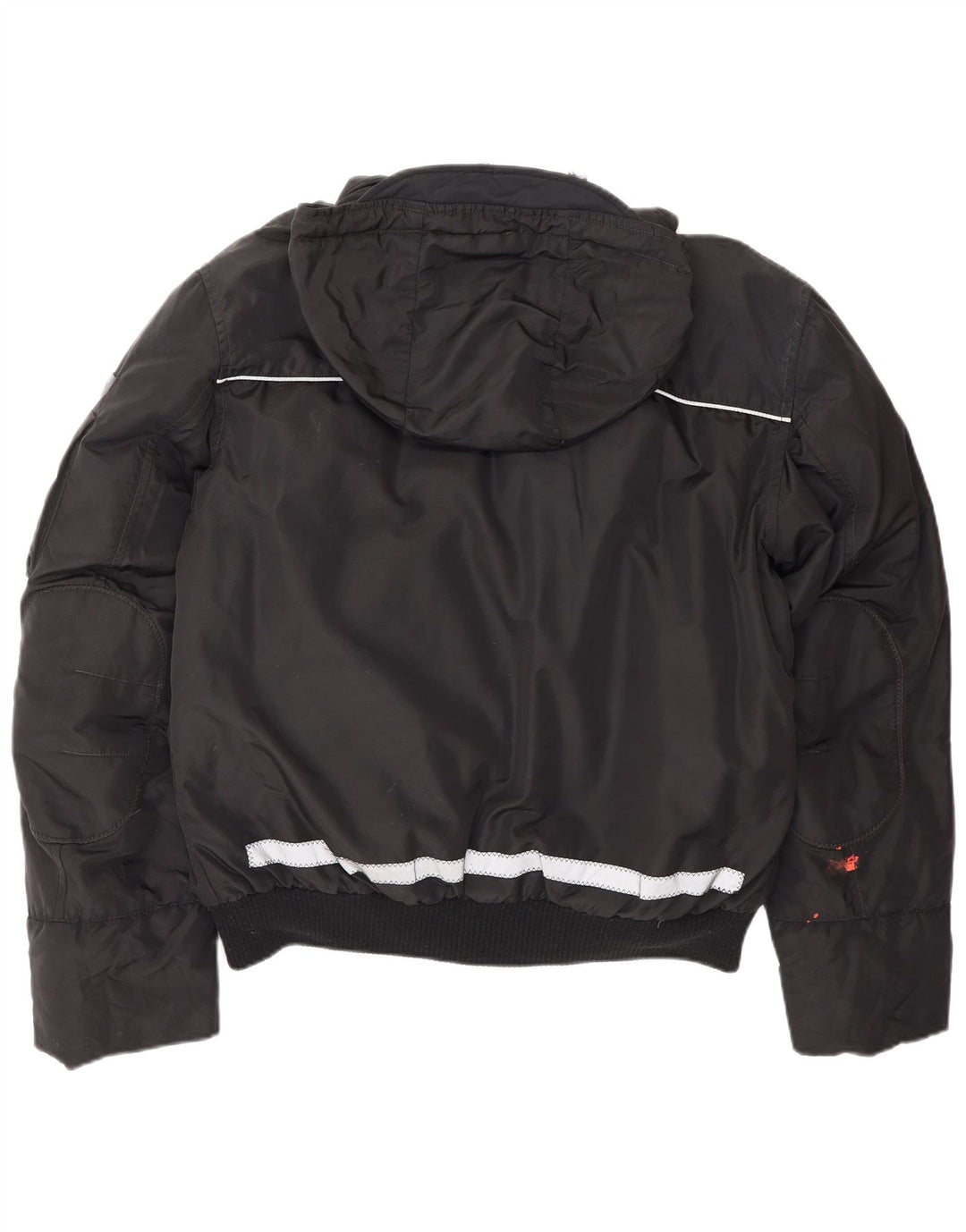 PEUTEREY Mens Hooded Padded Bomber Jacket UK 40 Large Black Polyester