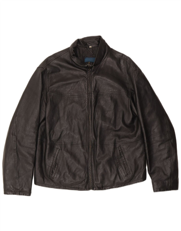 Giacca in pelle vintage da uomo UK 38 media nera