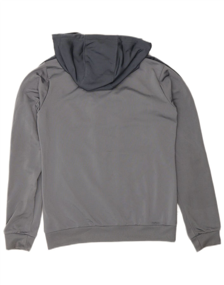 ADIDAS Boys Zip Hoodie Sweater 11-12 Years Grey Colourblock Polyester