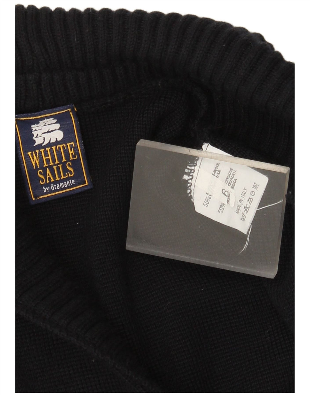 Maglione cardigan oversize da uomo White Sails US 6 lana blu navy media