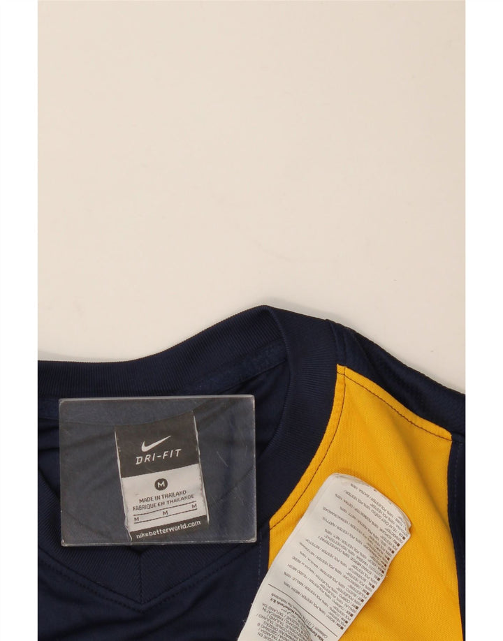 NIKE Top grafico da uomo Dri Fit a maniche lunghe color block medio blu navy
