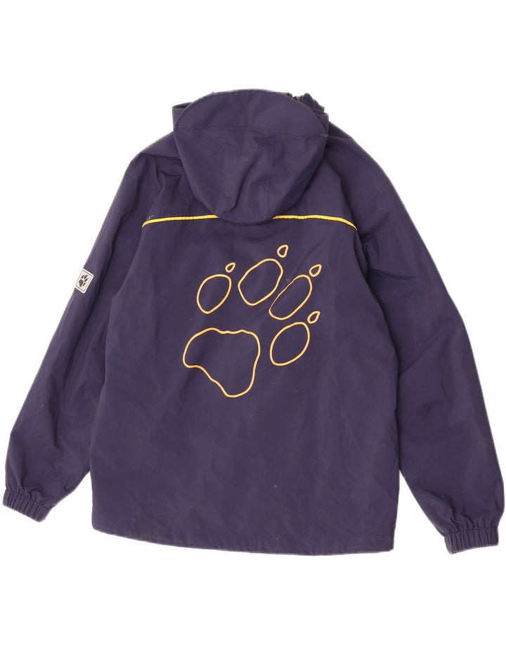 Giacca antipioggia con cappuccio grafica Jack Wolfskin per ragazzi 12-13 anni blu navy