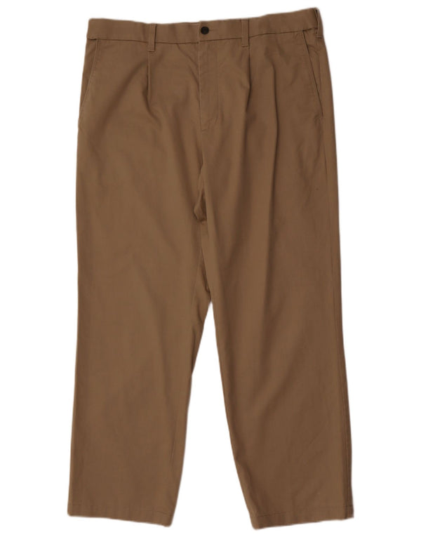 Marks & Spencer Mens Blue Harbour Straight Chino Trousers W36 L29 Brown