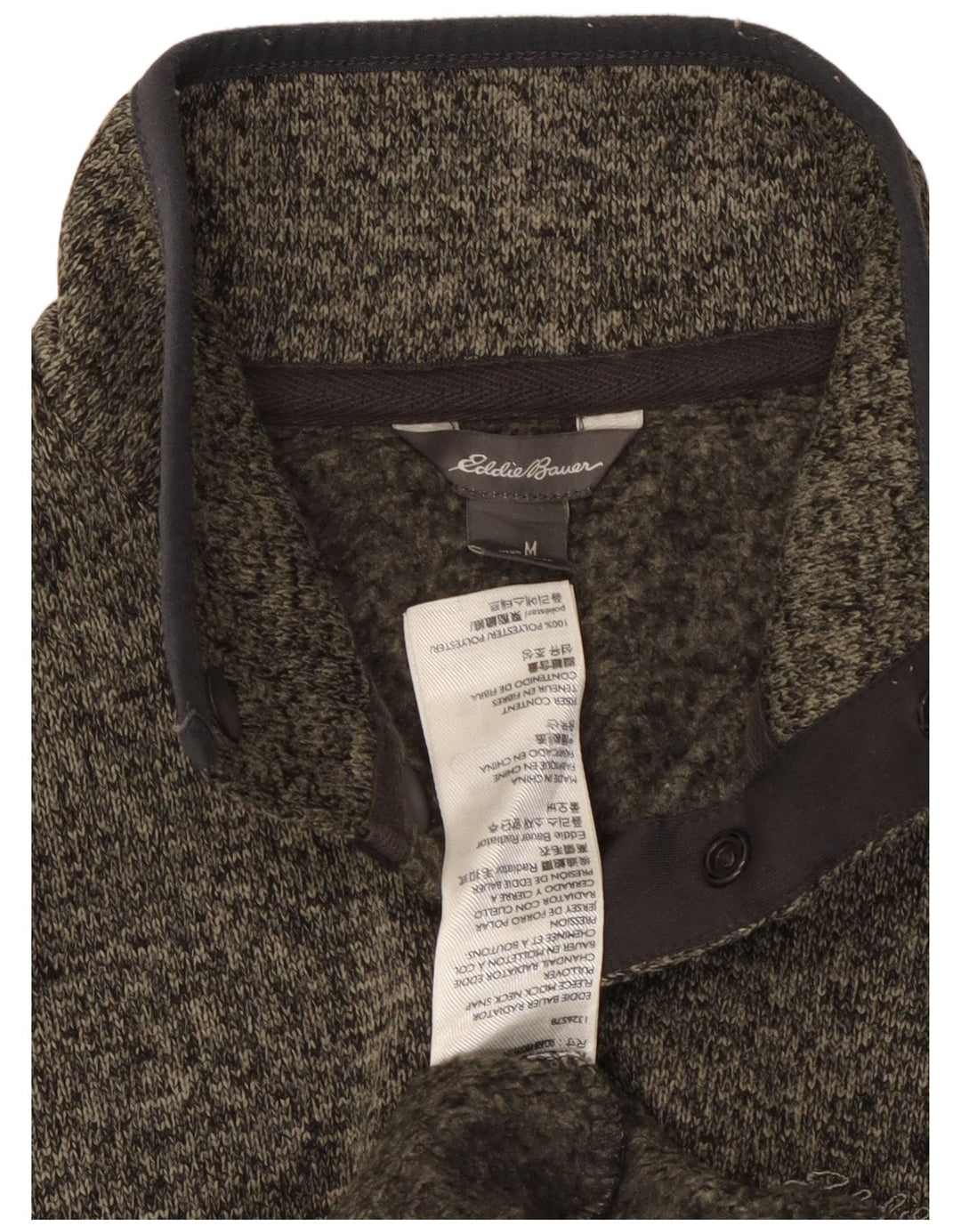 Felpa da uomo con collo abbottonato Eddie Bauer, grigio medio chiazzato