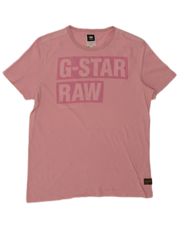 T-shirt grafica da uomo G-Star Top grande in cotone rosa