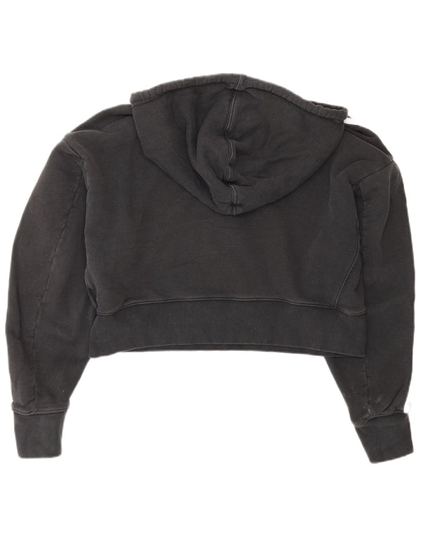 Maglione con cappuccio oversize corto da donna Adidas UK 8 piccolo cotone nero