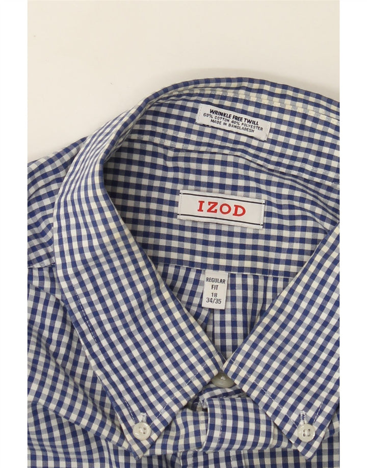 Camicia IZOD da uomo vestibilità regolare taglia 18 2XL cotone a quadretti blu