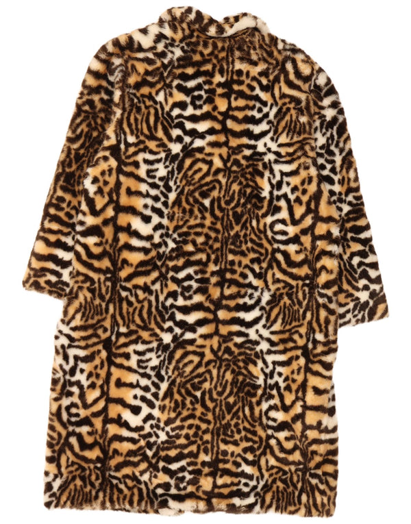Soprabito oversize da donna vintage in pelliccia sintetica IT 44 stampa animalier marrone medio