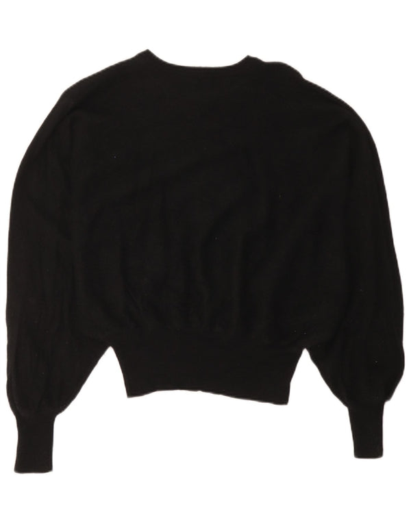Vintage Womens Crop Batwing Crew Neck Jumper Sweater UK 14 Medium Black