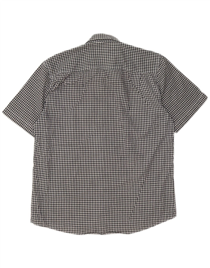 Camicia da uomo a maniche corte Regular Fit Pierre Cardin XL nera a quadretti