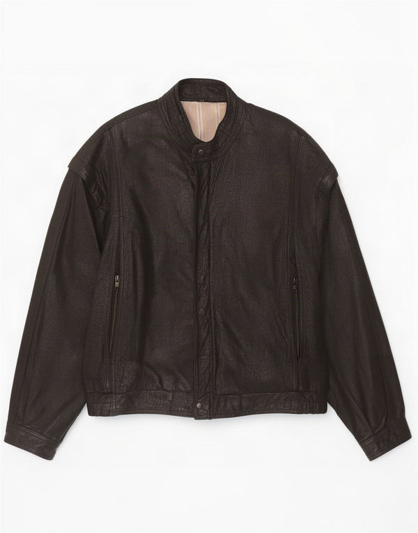 Giacca in pelle vintage da uomo IT 52 XL Nera