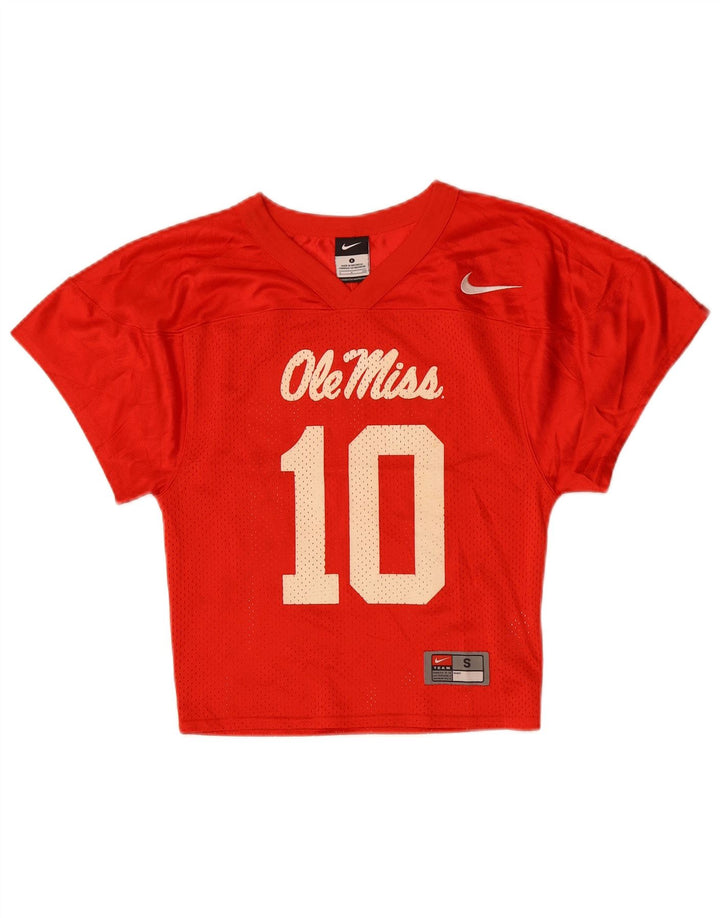 T-shirt grafica NIKE da donna corta UK 8 piccola rossa in poliestere