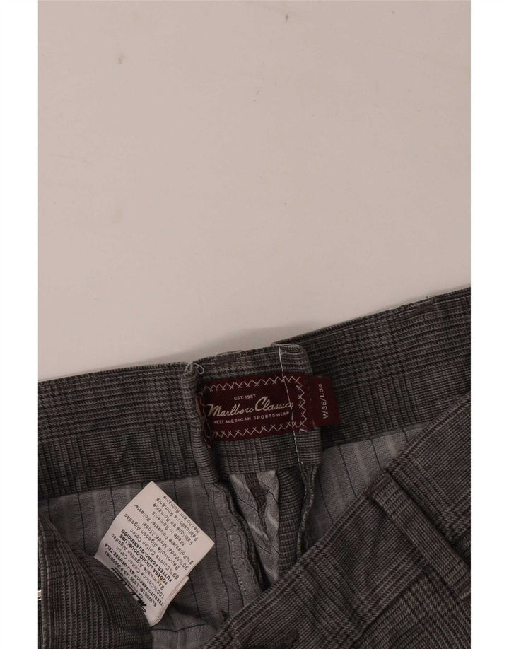 Pantaloni chino da uomo Marlboro Classics W36 L34 in cotone a quadri grigi