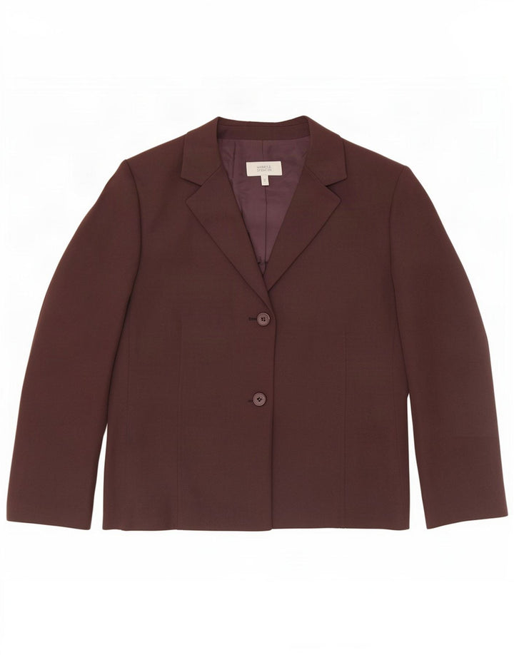 Giacca blazer a 2 bottoni Marks & Spencer da donna UK 16 grande poliestere marrone