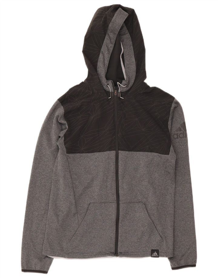 Giacca da ginnastica da uomo con cappuccio grafico Adidas piccola color grigio