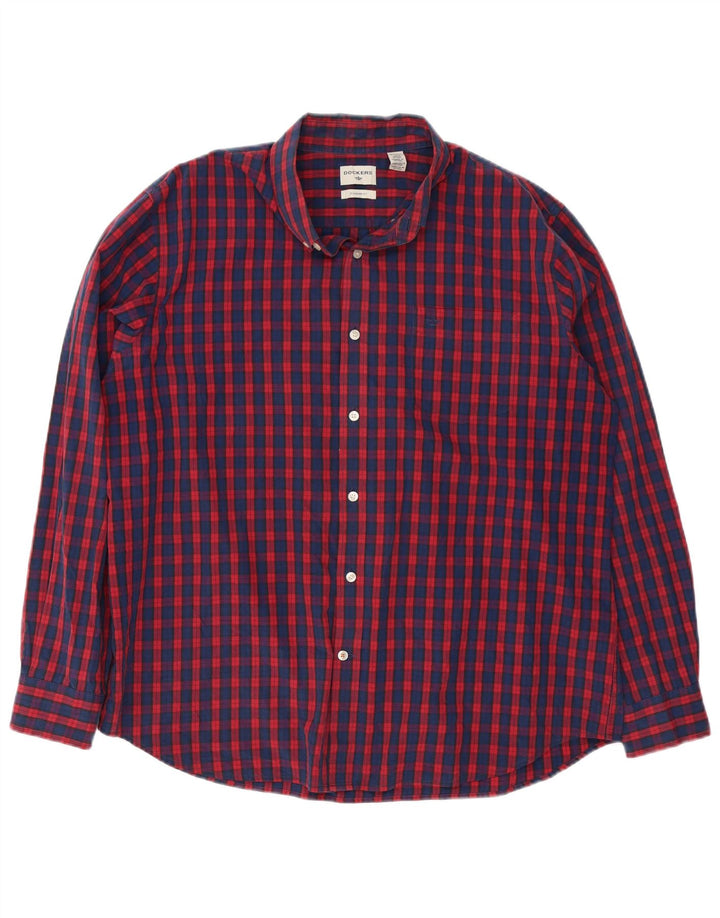 Camicia da uomo Dockers vestibilità standard XL in cotone a quadri rossi