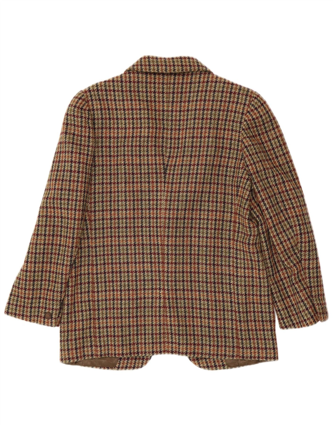 Giacca blazer vintage da donna a 1 bottone IT 42 in lana pied de poule marrone medio