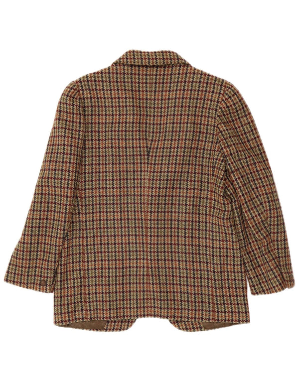 Giacca blazer vintage da donna a 1 bottone IT 42 in lana pied de poule marrone medio