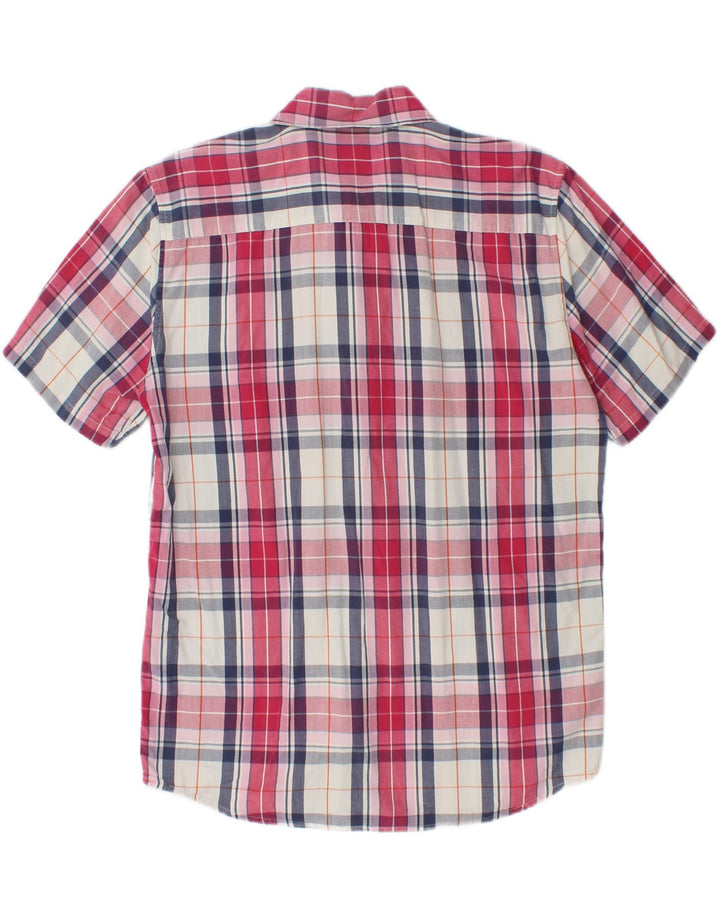 Camicia da uomo a maniche corte WOOLRICH in cotone a quadri rossi medi