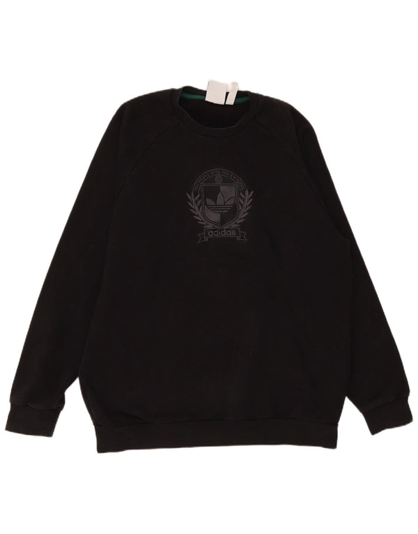 Felpa grafica da uomo Adidas Maglione grande cotone nero