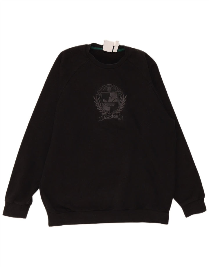 Felpa grafica da uomo Adidas Maglione grande cotone nero