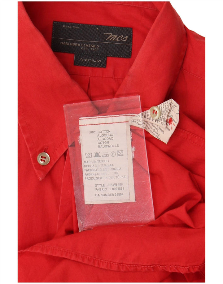 Camicia a maniche corte da uomo Marlboro Classics in cotone rosso medio