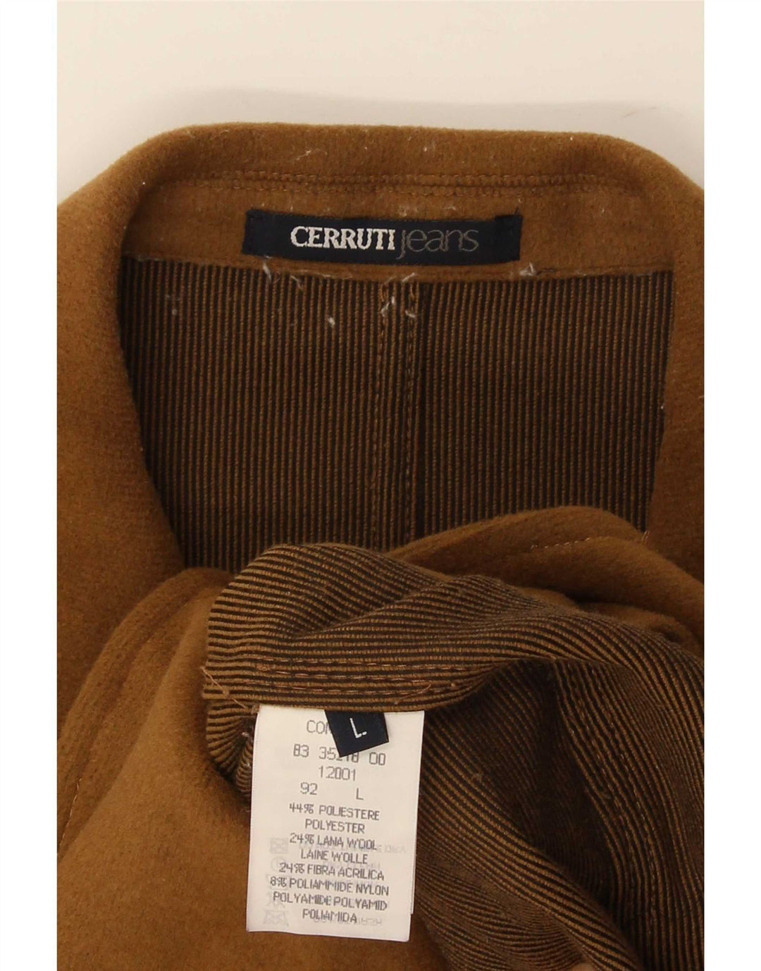 Giacca blazer da donna a 3 bottoni Cerruti UK 16 grande poliestere marrone