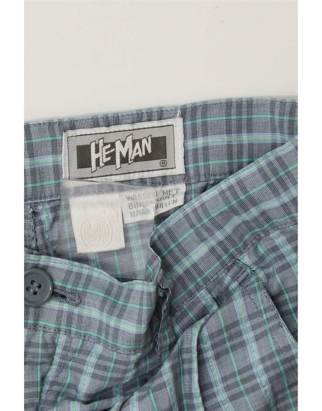 Pantaloni chino vintage da uomo con pegged W29 L31 poliestere a quadri blu
