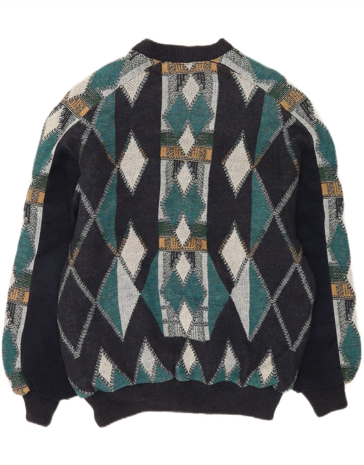 Giubbotto bomber da uomo Luciano Chiari UK 40 Large Blu Navy Argyle/Diamante