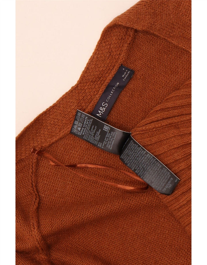 Maglione cardigan aperto lungo da donna Marks & Spencer UK 14 Marrone medio