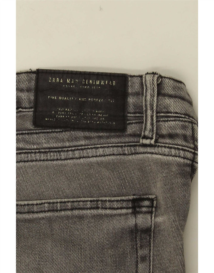 Jeans slim invecchiati da uomo Zara EU 42 Large W32 L31 Grigio