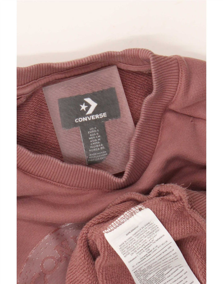 Converse Abito maglione da donna in felpa grafica oversize UK 10 piccolo rosa