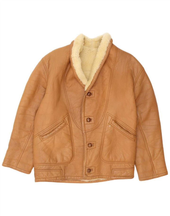 Giacca in shearling vintage da uomo UK 40 grande marrone