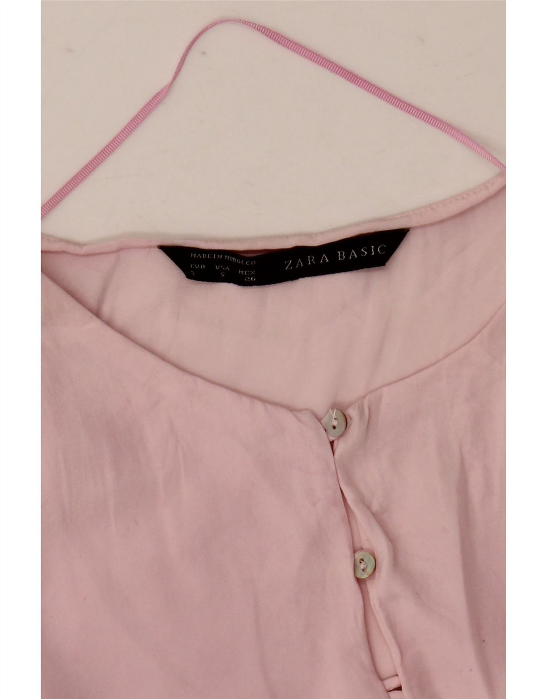 Top Zara Donna Camicetta Oversize con Maniche a 3/4 UK 6 XS Rosa