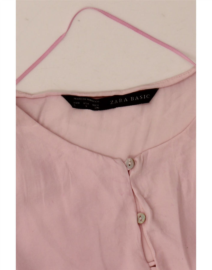 Top Zara Donna Camicetta Oversize con Maniche a 3/4 UK 6 XS Rosa