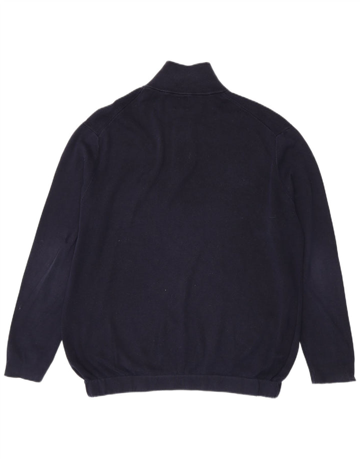 Maglione Zara da uomo con collo con zip, grande, in cotone blu navy