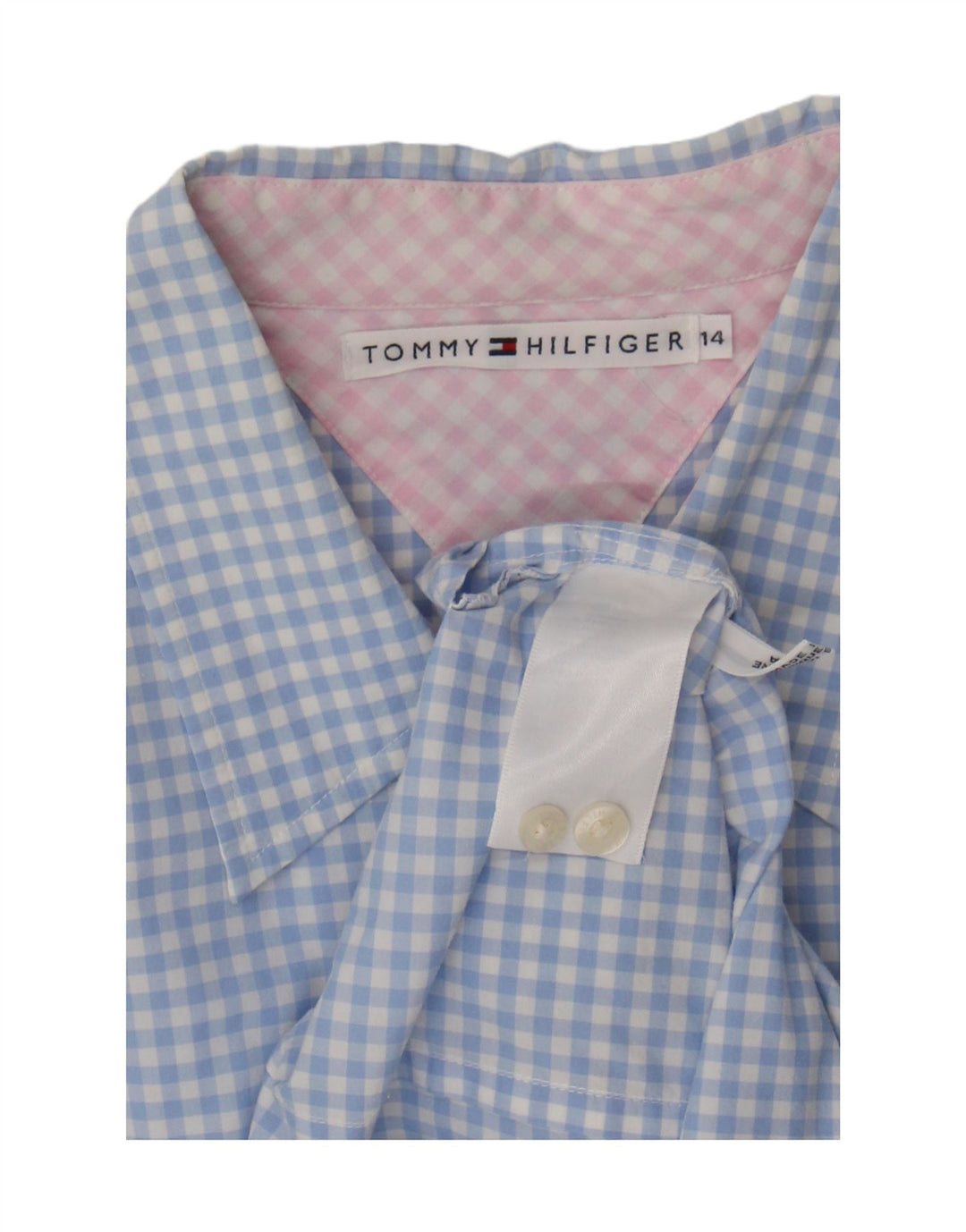 Camicia da donna Tommy Hilfiger UK 14 grande cotone a quadretti blu