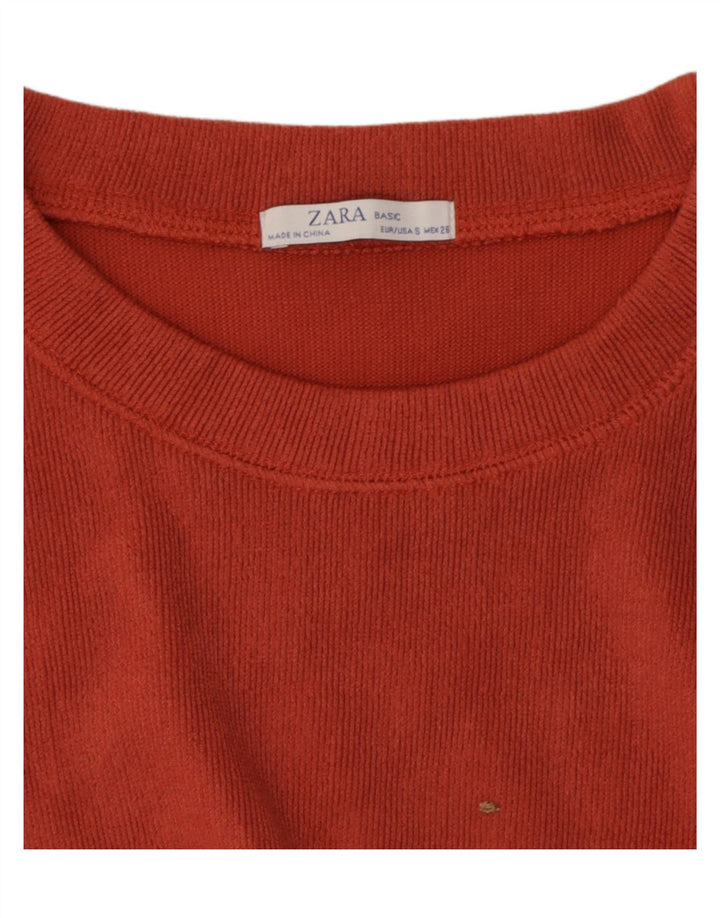 Camicetta a maniche lunghe corta oversize da donna Zara UK 10 piccola arancione