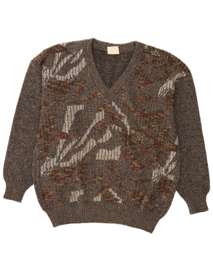 Maglione da uomo con scollo a V Strickmoden IT 50 Grigio medio geometrico
